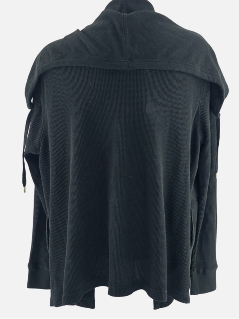 Lauren Ralph Lauren Black Open-Front Waffle Knit Cardigan size L - Picture 2 of 5